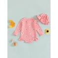 thumbnail image 6 of Elippeo Baby Girls Swimsuit, Long Sleeve Flower Print Zipped Bikini with Hat Newborn Swimwear for Summer Bathing 6 9 12 18 24 Months 3 Years, 6 of 9