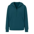 thumbnail image 4 of Luwomo Casual Womens Sweatshirts Cropped Half Zip Hoodie Long Sleeve Pullover Winter Lined Athletic Sweatshirt Comfortable Soft Streetwear Tops,Mint Green,L, 4 of 4
