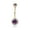 Purple, variant on AVORA 10K Yellow Gold Purple Simulated Diamond CZ Halo Belly Button Ring Body Jewelry (14 Gauge)