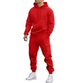 thumbnail image 2 of MLQIDK 2 Piece Set Men's Track Suits Fleece Hoodie and Sweatpants Workout Gym Jogging Suit Lounge Outfit Casual Athletic Sweatsuits Big and Tall Winter Suit Sets Dark Blue M, 2 of 5