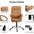 thumbnail image 5 of IPKIG Home Office Chair Ergonomic Executive Chair High Back Computer Chair with Padded Armrest, Tilt Tension Knob, 360° Swivel and Height Adjustable, Leather(Brown), 5 of 7