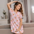 thumbnail image 3 of Haiem Rabbit And Carrot Print Women’s Short-sleeved Nightdress – Comfortable and Loose-Fit Sleepwear, Soft Cotton Sleep Shirt for Relaxing, Casual Nightdress, 3 of 6
