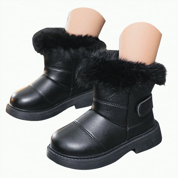 Jkety Girls Fall Boots Boots Gift for Girl's Winter Snow Boots Warm Short Fashion Boot(Toddler/Little Kid) Black,12