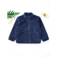 thumbnail image 6 of Miutii Kids Girls Fleece Long Sleeve Jacket Zipper Closure Solid Color Outerwear Winter Warm Casual Navy Blue 110, 6 of 8