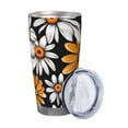 thumbnail image 2 of Fotbe Yellow White Daisy Pattern Pattern 20 oz Tumbler Stainless Steel Vacuum Insulated Coffee Ice Cup Double Wall Travel Flask Leak-proof Coffee Cup-Without Straw, 2 of 8