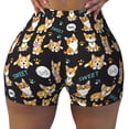 thumbnail image 2 of Balery Cute Dogs Corgi Pantalones cortos de entrenamiento estampados para mujer, sin costuras, ajustados, para gimnasio, yoga, correr, deportes, ejercicio activo, fitness.-XX-Large, 2 of 8