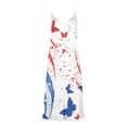 thumbnail image 5 of PuLe Summer Women Fashion Sling Mid-waist V-neck Sleeveless Stripe Printing Slim Beach Long Dress, 5 of 5