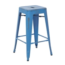 OSP Home Furnishings Bristow 26" Antique Metal Barstool, Antique Royal Blue Finish, 4 Pack