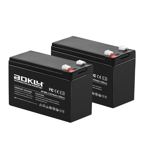 2-PACK 12V 9Ah Battery, Replacement Sealed Lead Acid 12 Volt 9 AH Rechargeable 6FM9 SLA AGM Battery, F2 Terminals