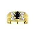 thumbnail image 1 of RYLOS Men's Rings 14K Yellow Gold Rings Classic Designer Style 8X6MM Oval Gemstone &  Diamond Ring Onyx October Birthstone Rings For Men Size 12, 1 of 7