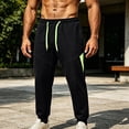 thumbnail image 2 of HOMADLES Men's Casual Jogger Pants Elastic Waist Loose Fit Sports Pants Solid Color Side Pockets Athletic Pants Black Size 2XL, 2 of 6