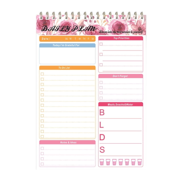 CSChome Planificateur Hebdomadaire Anglais Planificateur Hebdomadaire Reliure à Double Spirale Épais Liste de Planification Quotidienne Carnet de Notes Journal Bureau Liste de Contrôle