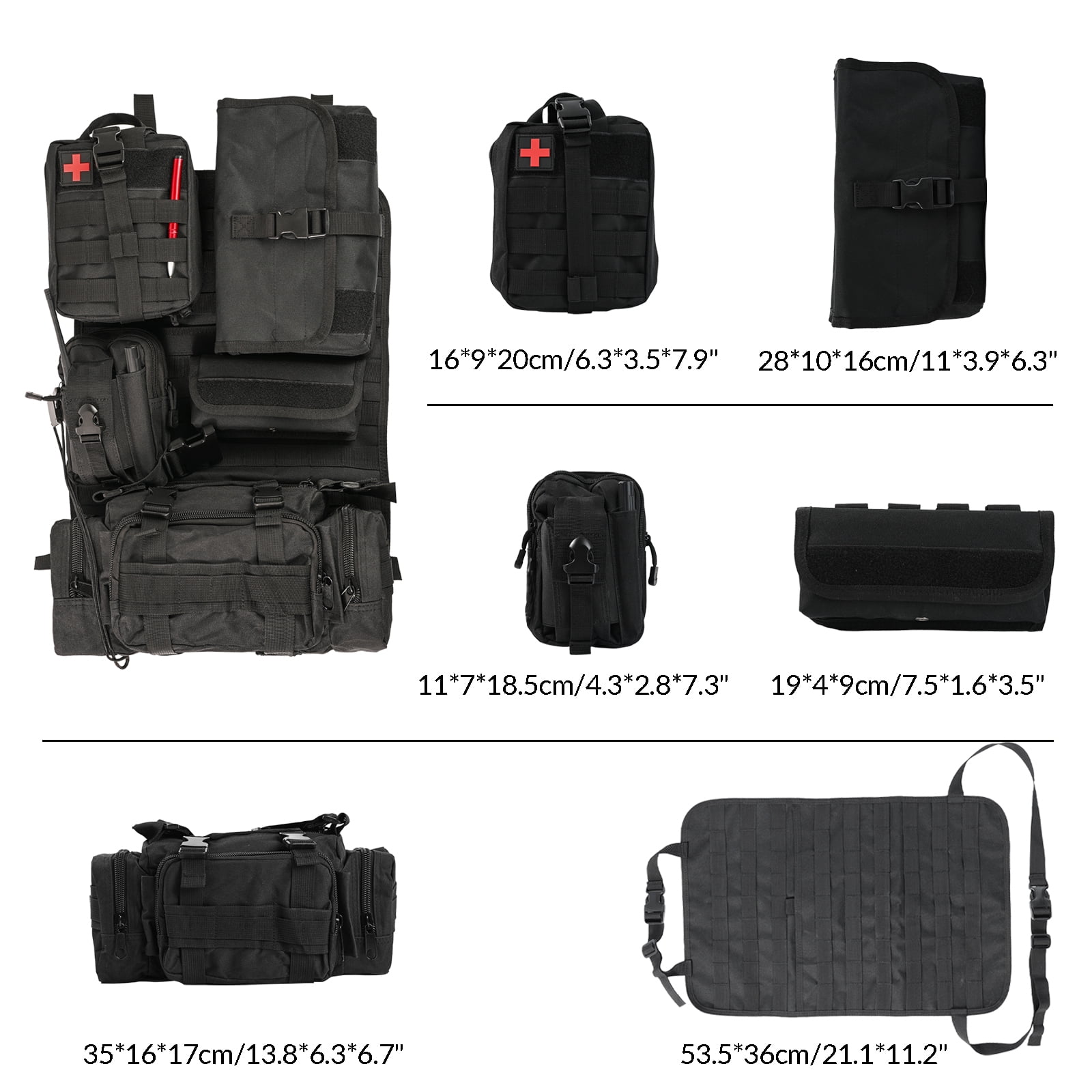 Tactical Car Back Seat Cover Molle Organizer Multi-function Bag Pockets Storage