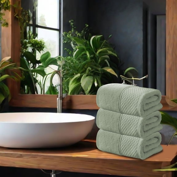Fwttom Bath Towels 74 x 34cm Extra Large Size, Thickened Soft Absorbent Plain Color Household Wash Face Gift Bathroom Towels, Cotton Breathable Towels for Bathroom 1Pc