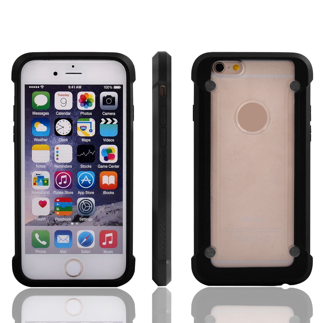 Plastic Cell Phone Protective Hard Case Cover Black White for iPhone 6S