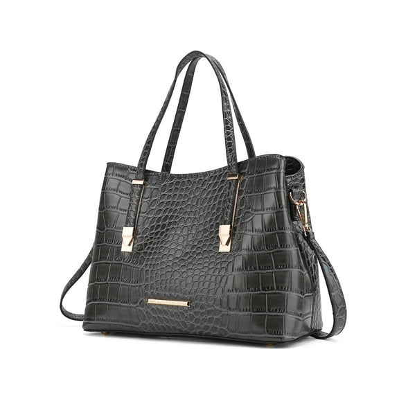 MKF Collection Aurelia Women's Tote Bag, Crocodile Vegan Leather Handbag Purse by Mia K - Charcoal Gray