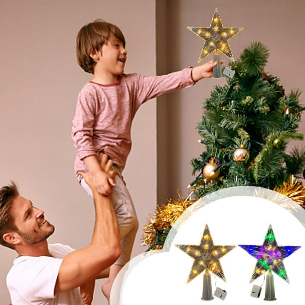 Luz LED estrella para el Árbol de Navidad | Decoración navideña luminosa de cinco puntas y transparente | Blanco cálido y plástico multicolor, 6,7"x5,9" | Decoración navideña duradera y fácil de