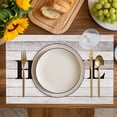 thumbnail image 4 of Rustic Placemats Set of 6, Eucalyptus Leaves Green Wreath Wooden Plaid Home Placemats for Dining Table, Place Mats for Kitchen Tabletop, Waterproof Wipeable Dining Table Mats Set, 4 of 9