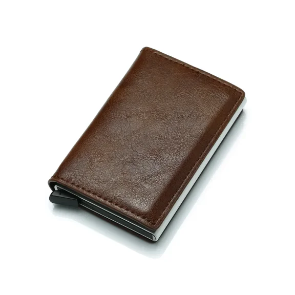 Carbon Fiber Credit Card Holder Wallet for Men RFID Smart Metal Thin Slim Pop Up Minimalist Small Black Purse Metal Case