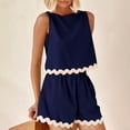 thumbnail image 4 of MuXiKeJi Clothes Two Piece Summer Outfits 2 Piece Sets Cruise Lounge Set Sleeveless Tank & Shorts Pajama Set with Pockets, 4 of 6