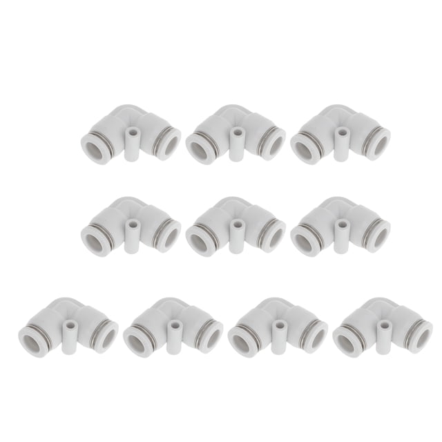 Conectores de aire de 90 grados de dos vías Unique Bargains, 5/16", 10 piezas, tono blanco y plateado