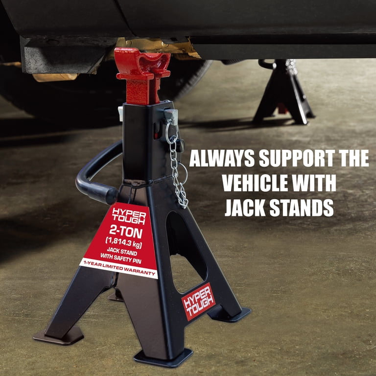 Hyper Tough T42001CW 2 Ton Double Locking Steel Jack Stand, Black