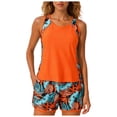 thumbnail image 2 of GEWSEY Blouson Tankini Swimsuits for Women 2026 Tummy Control Two Piece Bathing Suits with Sporty Pockets Swim Shorts (Orange, XL), 2 of 9