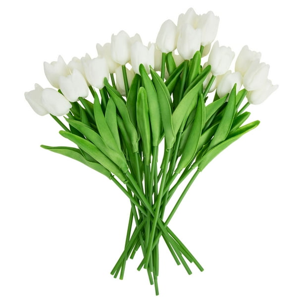 24 piezas de tulipanes falsos, flores artificiales, tulipanes falsos, adornos para ramos de flores
