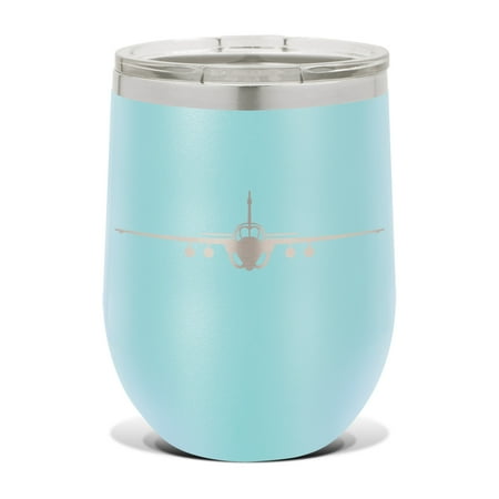 

A-6 Intruder Wine Tumbler 12 oz - Laser Engraved - Polar Camel - Stainess Steel - Vacuum Insulated - Double Walled - Wine Glass - Stemless - Drinkware Clear Lid - a6 attack aircraft - Light Blue
