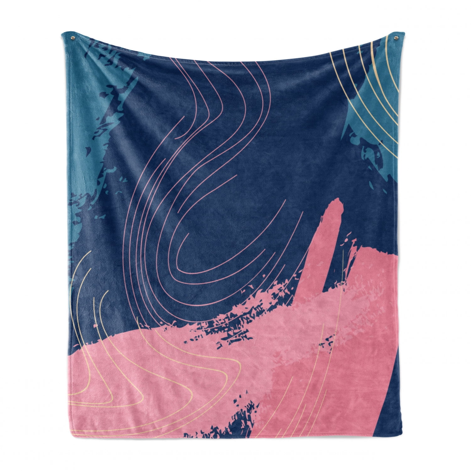 60 x 80 Night Blue and Pale Pink Ambesonne Abstract Soft Flannel Fleece Throw Blanket Cozy Plush for Indoor and Outdoor Use Brushstrokes Contemporary Artwork Contrast Color Art Design Strokes 