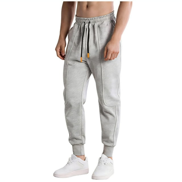 cfhntfmh Jogger Sweatpants for Men Pockets Drawstring Workout Pants Baggy Cinch Bottom Active Athletic Running Pants(Gray,Small)
