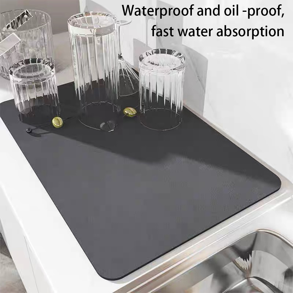 Tapis Absorbant De Cuisine QOKLIYUI - 30x40 Cm Vert - Imperméable Et Résistant à L'huile - Pour Vaisselle, Robinet, Salle De Bain