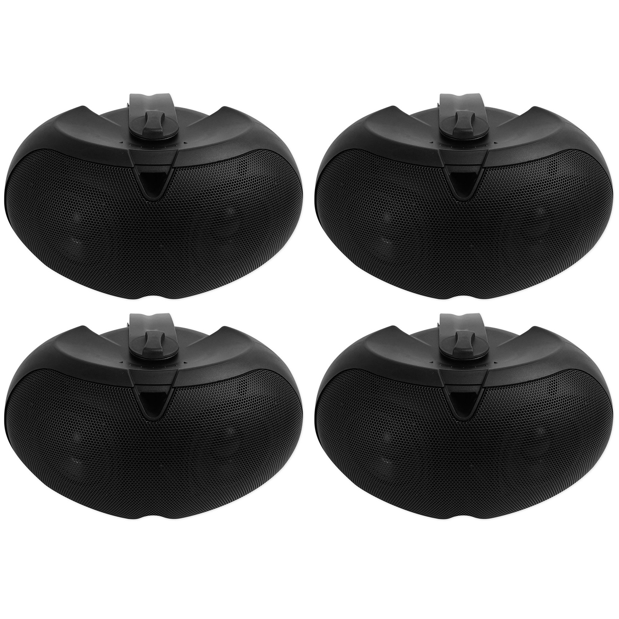 (4) Rockville D4-8 Black Dual 4" Wall Mount Swivel Outdoor Home Patio Speakers