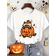 thumbnail image 1 of Women's Halloween T-Shirt - Cute Pumpkin Cat Costume Party outfit - Bright orange Tee, Soft Round Neck Casual Top for Fall Halloween Party Costume Casual attire Machine Washable Women's Graphic Shirt, 1 of 6