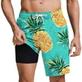 thumbnail image 2 of KIHOUT Men's Tropical Seahorse Print 2-in-1 Swim Trunks - 95% Polyester 5% Spandex, Drawstring Elastic Waist, Lined with Pockets for Beach, Pool and Summer Casual Wear, 2 of 9