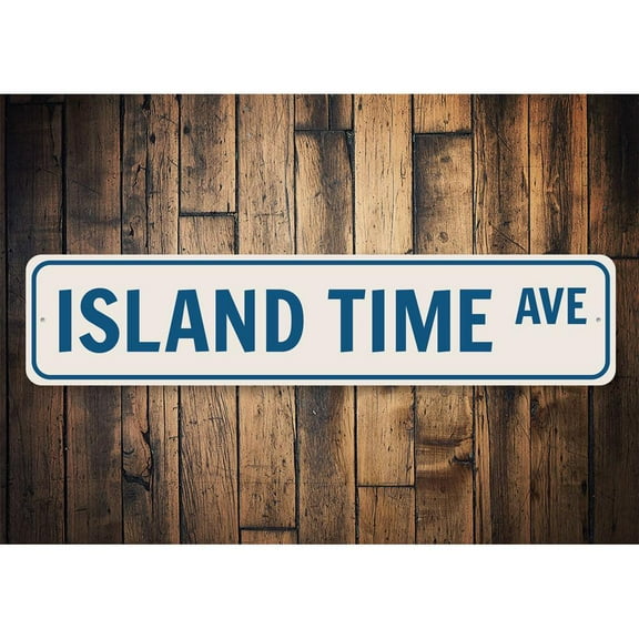 Island Time Avenue Novelty Decor, Metal Wall Sign - 4x18 Inches