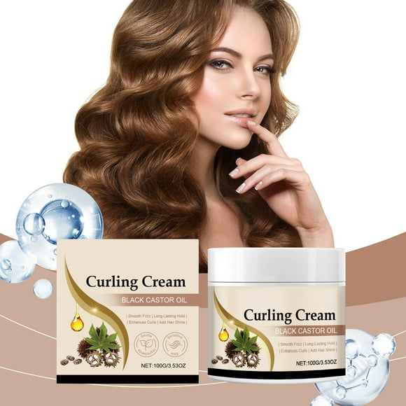 Argan & Castor Oil Curl Defining Cream - 100g Frizz Control Styling Cream for Bouncy, Soft Curls with Vitamin E & Antioxidants