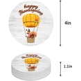 thumbnail image 1 of FMSHPON Happy Thanksgiving Turkey and Hot Air Balloon Wooden Grain Set of 8 Round Coaster for Drinks, Absorbent Ceramic Stone Coasters Cup Mat with Cork Base for Coffee Table Bar Decor, 1 of 6