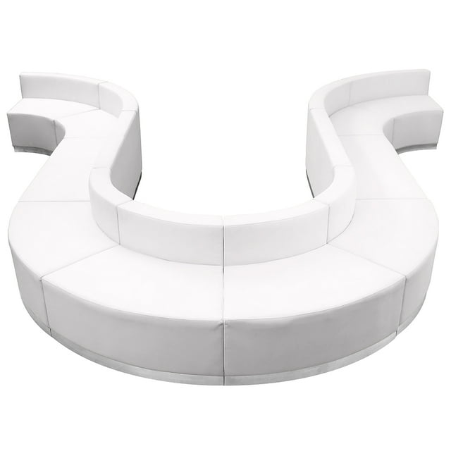 Flash Furniture ZB-803-440-Ensemble-WH-GG Ensemble de Canapé Modulaire de Réception 10 Pcs - Rembourrage en Cuir, Blanc - Ensemble