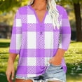 thumbnail image 2 of Plus Size Women's Casual Printed 3/4 Sleeve V-Neck Blouse Shirt Top Fashionable and Comfortable Loose Fit Tunic for Women | CSEONE,Purple XL, 2 of 8