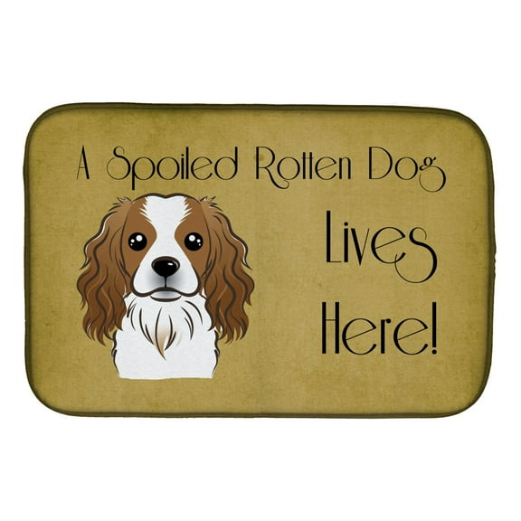 Cavalier Spaniel Spoiled Dog Lives Here Dish Drying Mat