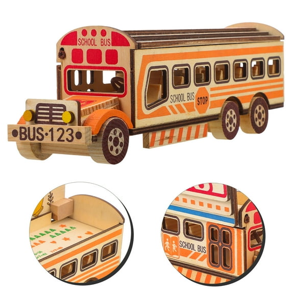 Supvox Model Bus Wood School Bus Multi 1Pack