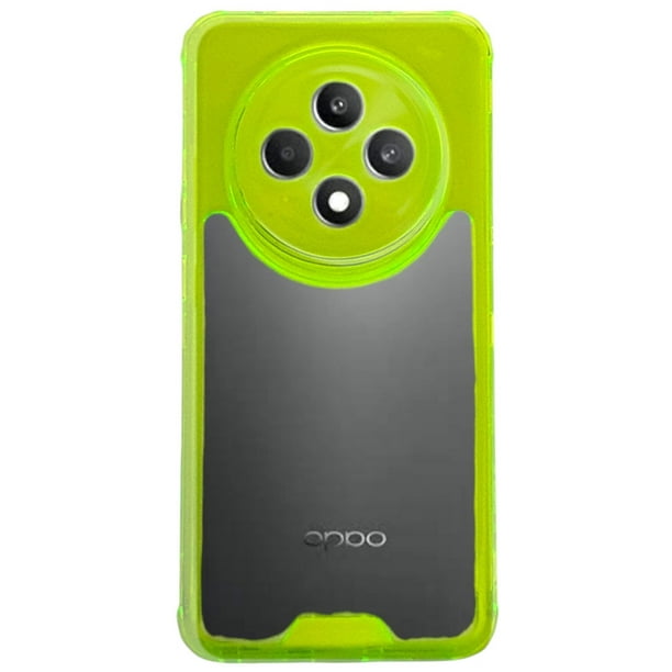 Funda Otter Cely Vesmir 360 Contonor de Uso Rudo Para Oppo Reno 12F Color Limon con 2 Micas de cristal