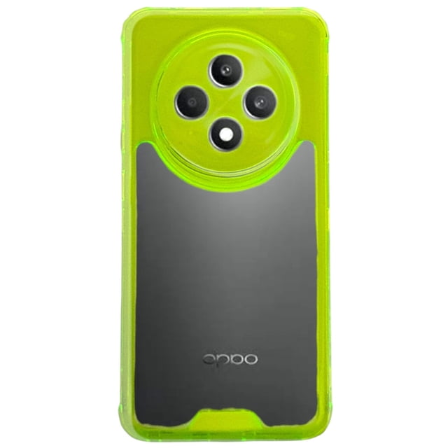 Funda Otter Cely Vesmir 360 Contonor de Uso Rudo Para Oppo Reno 12F Color Limon con 2 Micas de cristal