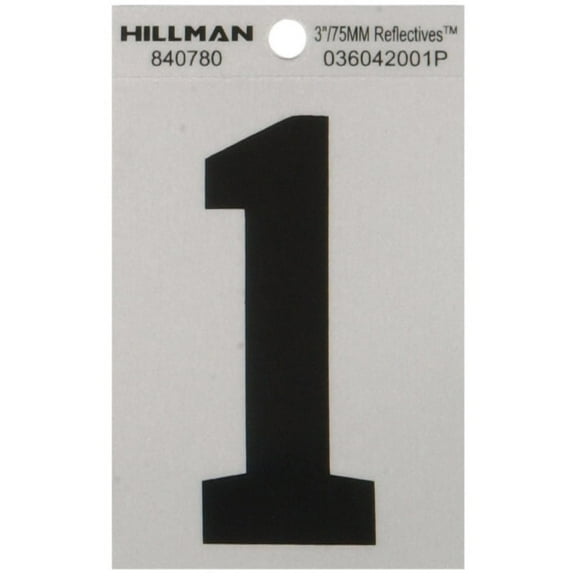 Hillman 840780 3" Black and Silver Reflective Poly-Film Adhesive Number 1