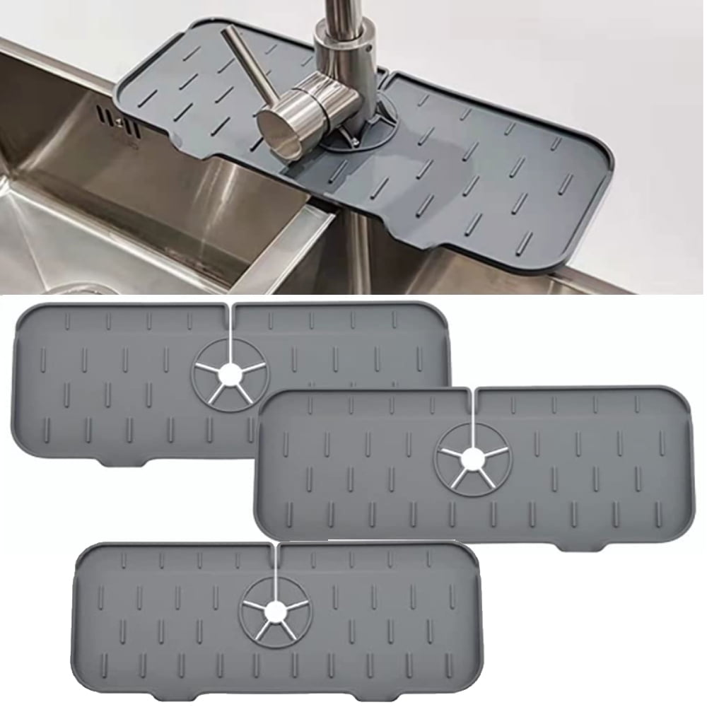 AXK Home Supply Silicone Sink Faucet Mat Splash Protector, Splash Guard,  Perfect For Narrow Faucets,Protects Counter From Standing