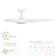 thumbnail image 3 of Glide 52in 3-Blade Smart Ceiling Fan 2700K-6000K CCT Tunable Range LED Light Kit with Remote Control and White Hardware with White Blades Works With iOS or Android App, 3 of 10