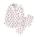 thumbnail image 5 of Women's Soft Comfy 15 Piece Valentines Pajama Set Heart Print Long Sleeve Button-up Lapel Valentines Shirt Pants Matching Pjs Sets Loungewear, 5 of 6