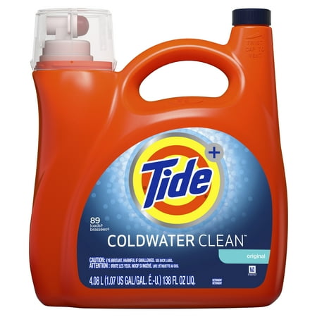 Tide Coldwater Clean Liquid Laundry Detergent, Original, 89 Loads 138 fl (Best Laundry Detergent To Keep Colors From Fading)