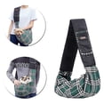 thumbnail image 1 of Bolso bandolera para mascotas, diseño clásico a cuadros, bolso para perro y gato, hombro, verde, 1 of 2